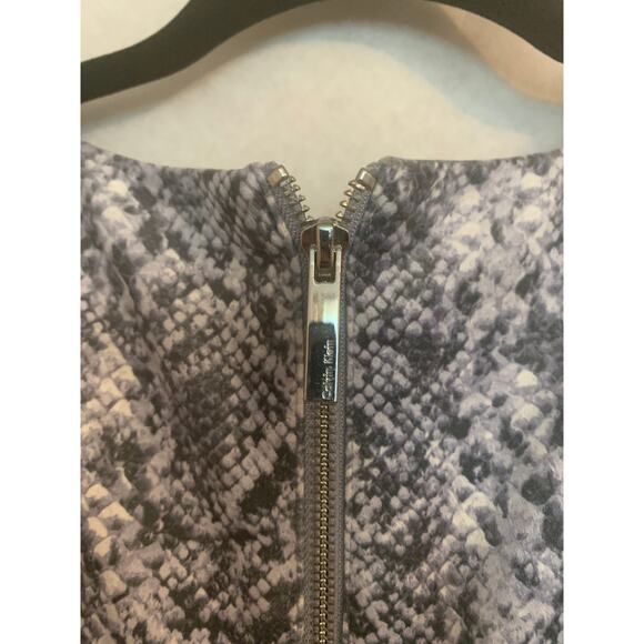 Calvin Klein Suede Sheath Dress Snake Print Gray/White Mob Wife Lined Size 14 - Picture 6 of 9